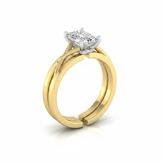 The Grace Matching Wedding Band, Radiant in 18K Yellow Gold