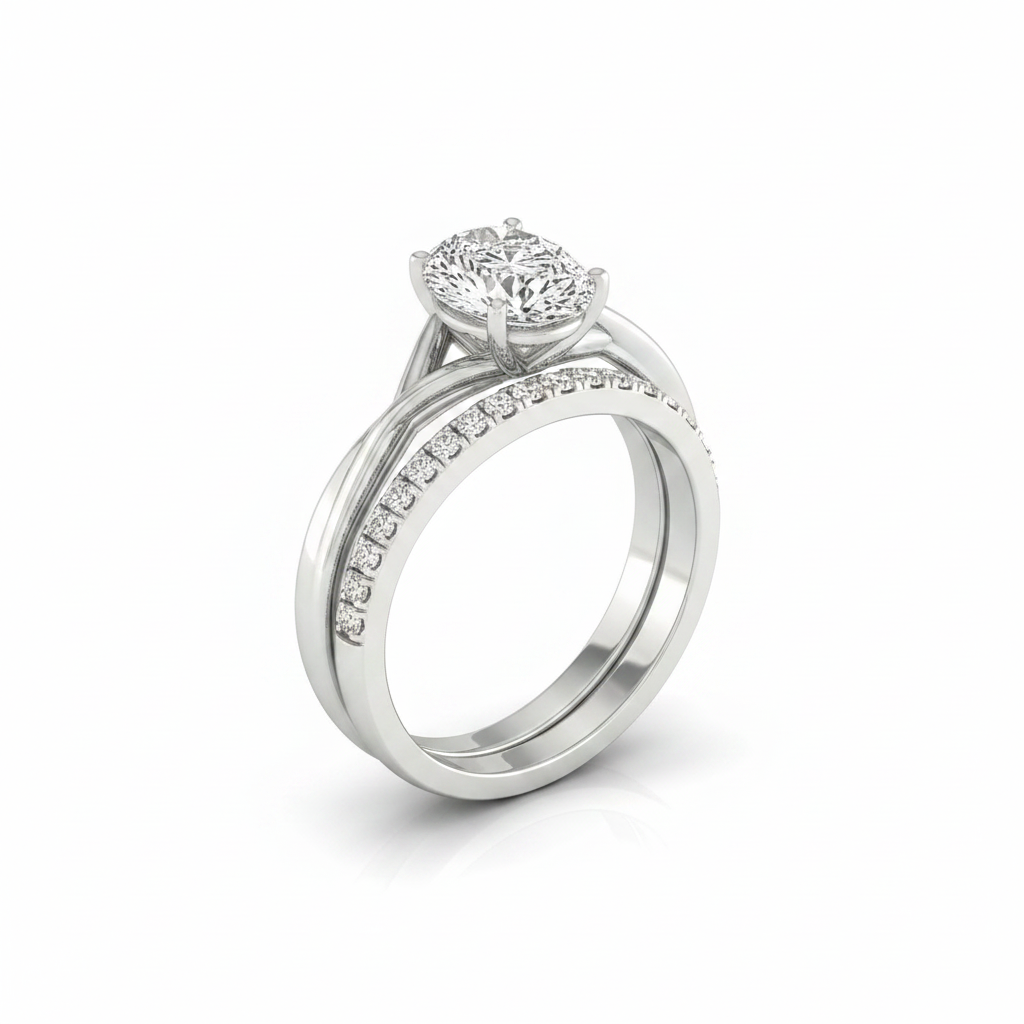 The Grace Matching Wedding Band, Princess in Platinum