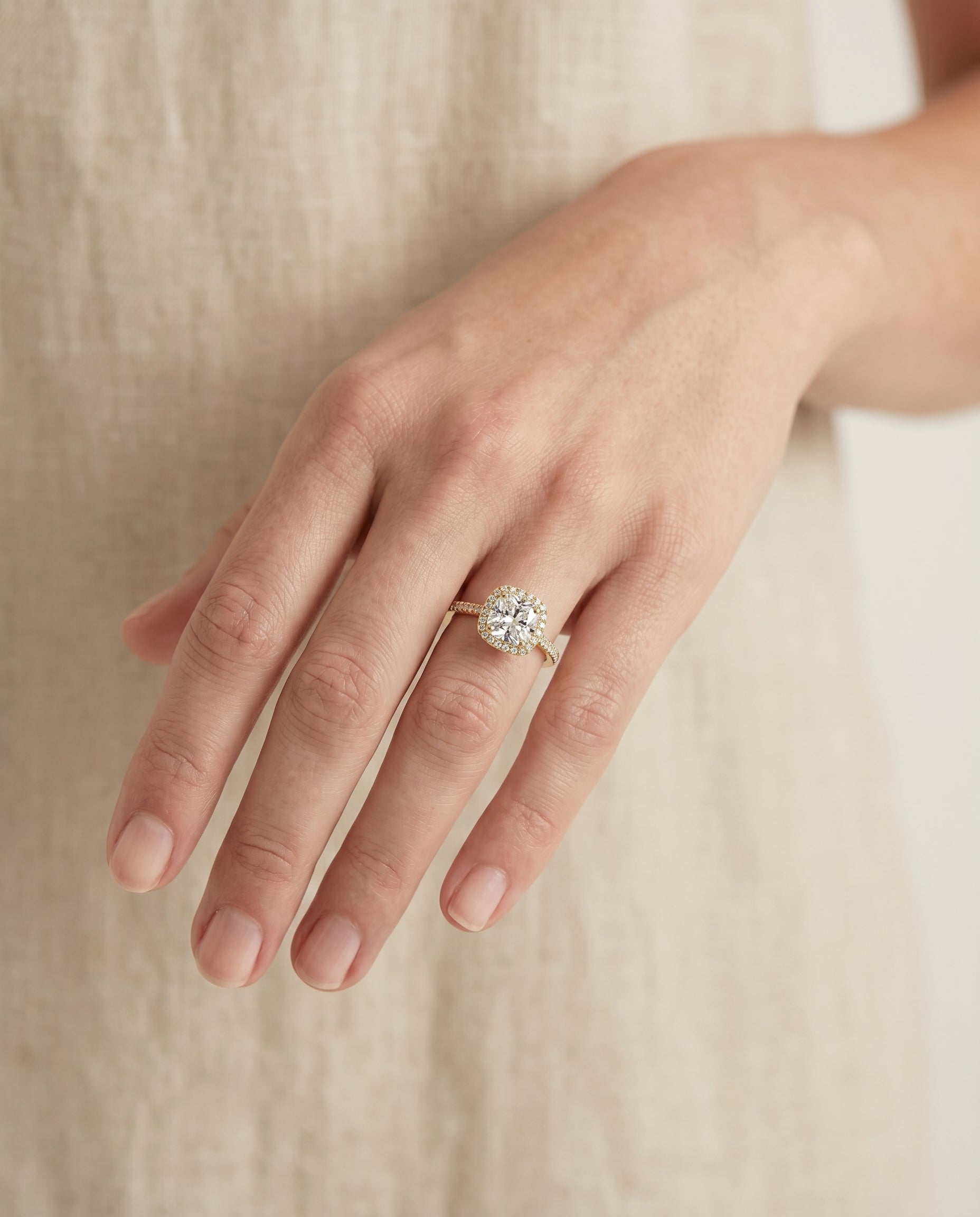 The Sonata setting for cushion diamonds, made to order in 18K Yellow Gold | RockHer