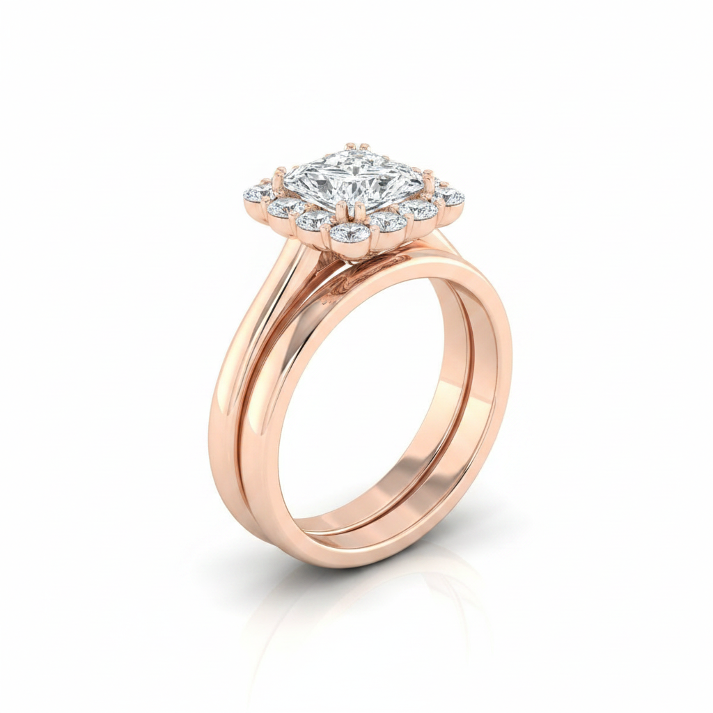 The Guthrie Matching Wedding Band, Princess in 14K Rose Gold