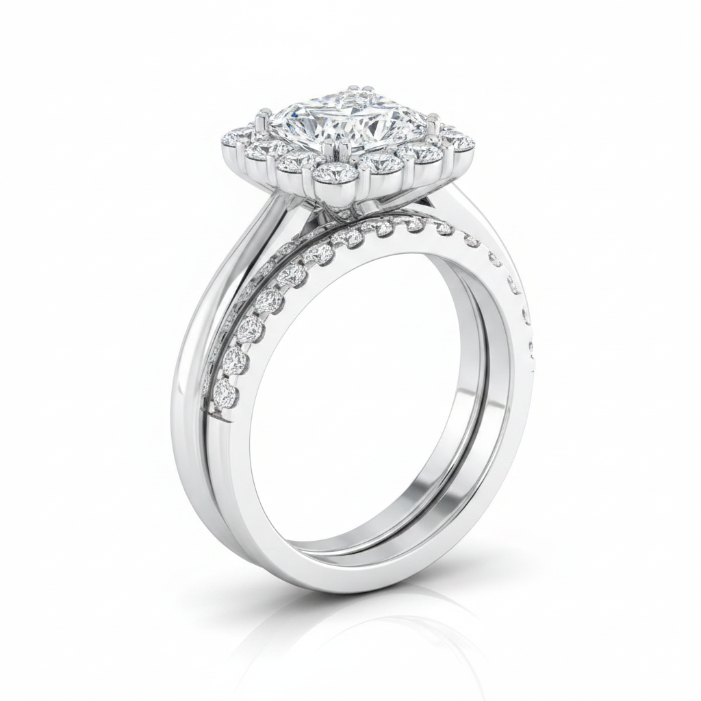 The Guthrie Matching Wedding Band, Princess in 18K White Gold