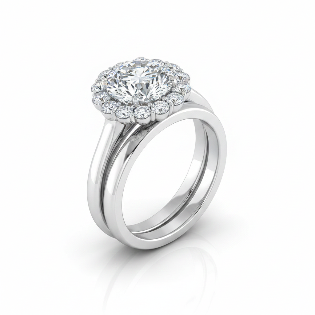 The Guthrie Matching Wedding Band, Round in 18K White Gold
