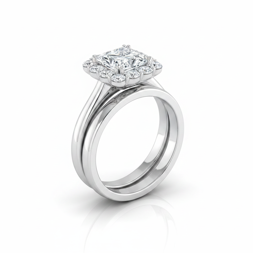 The Guthrie Matching Wedding Band, Princess in Platinum