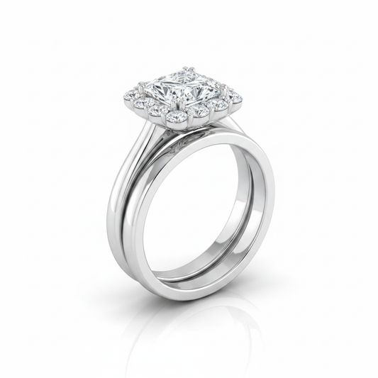 The Guthrie Matching Wedding Band, Princess in Platinum