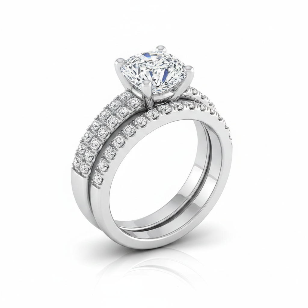 The Gwen Matching Wedding Band, Cushion in 18K White Gold