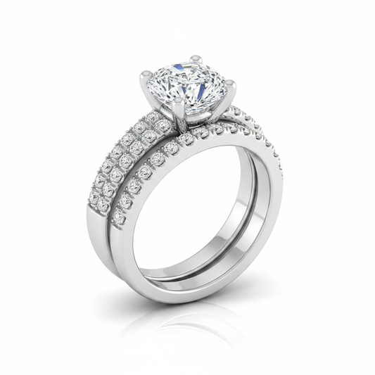 The Gwen Matching Wedding Band, Cushion in 18K White Gold