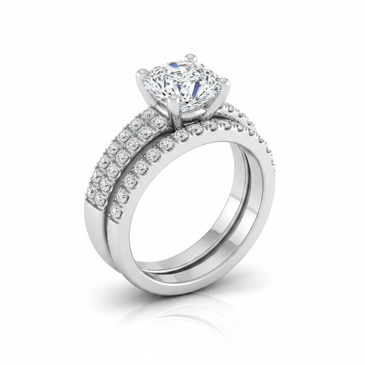 The Gwen Matching Wedding Band, Cushion in 18K White Gold