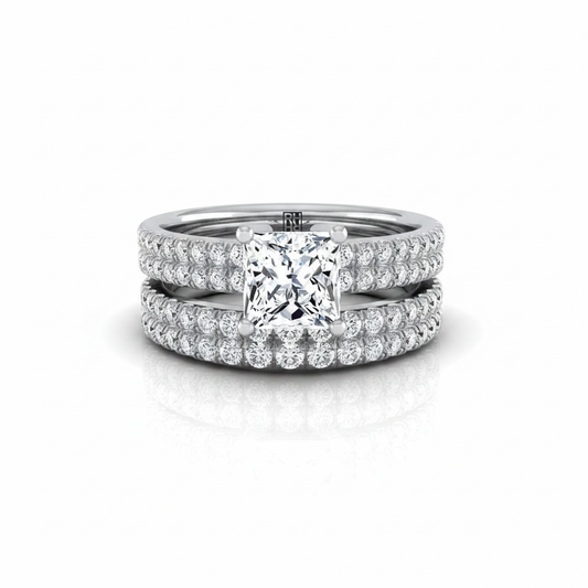 The Gwen Matching Wedding Band, Princess in 18K White Gold