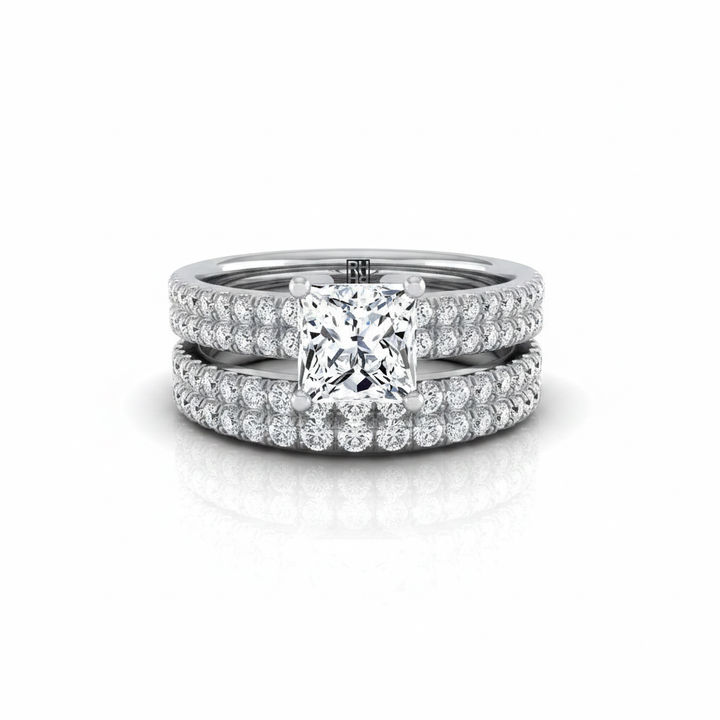 The Gwen Matching Wedding Band, Princess in 18K White Gold