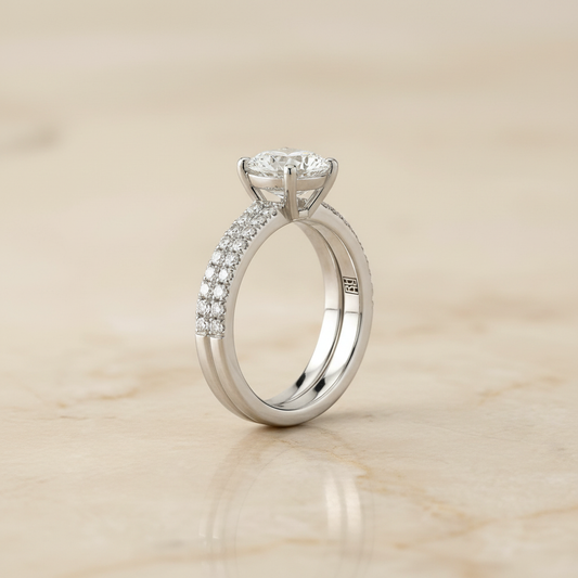 The Gwen Matching Wedding Band, Round in 18K White Gold