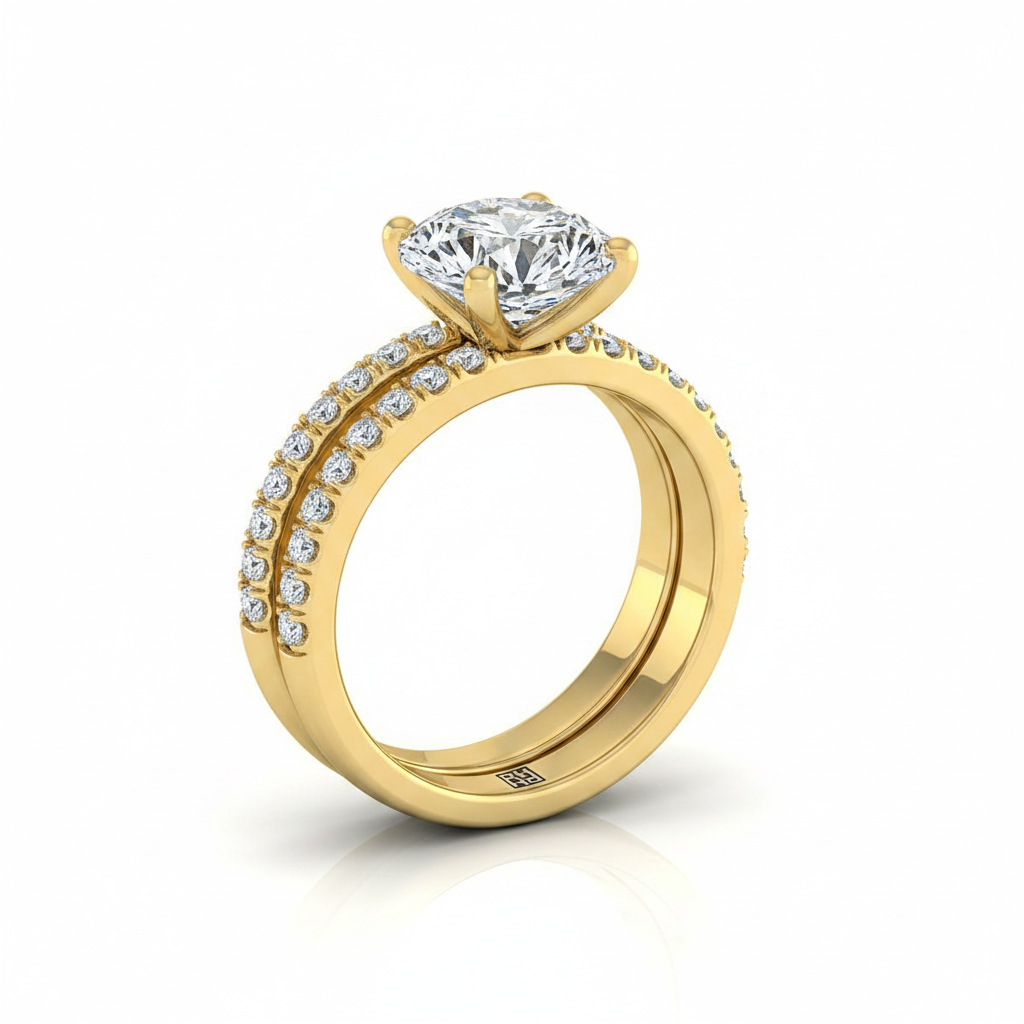 The Gwen Matching Wedding Band, Round in 18K Yellow Gold
