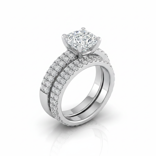 The Gwen Matching Wedding Band, Cushion in Platinum