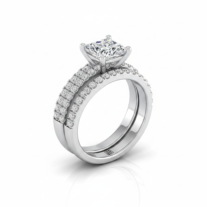 The Gwen Matching Wedding Band, Princess in Platinum | RockHer