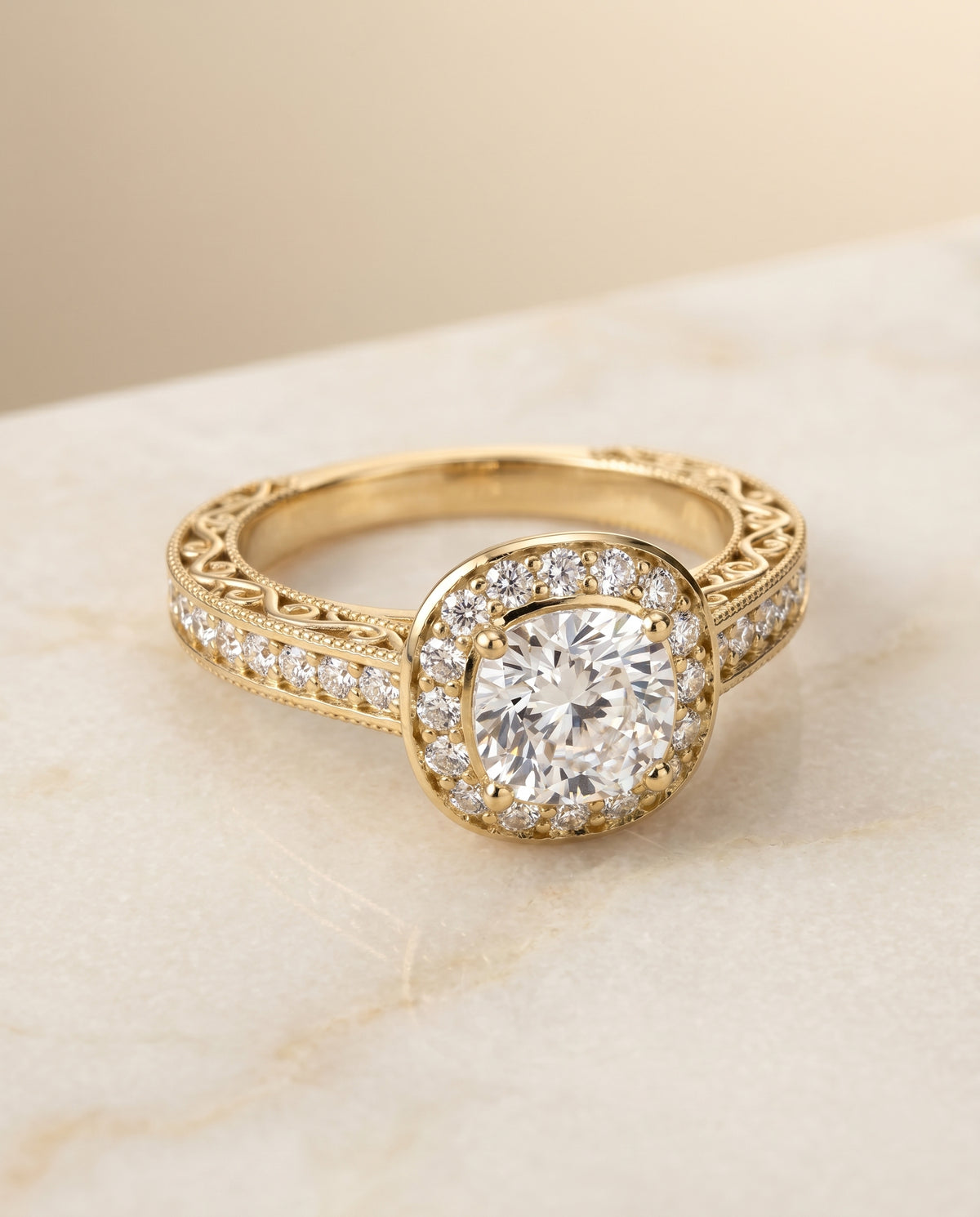 The Talea cushion engagement ring setting in 18K Yellow Gold | RockHer