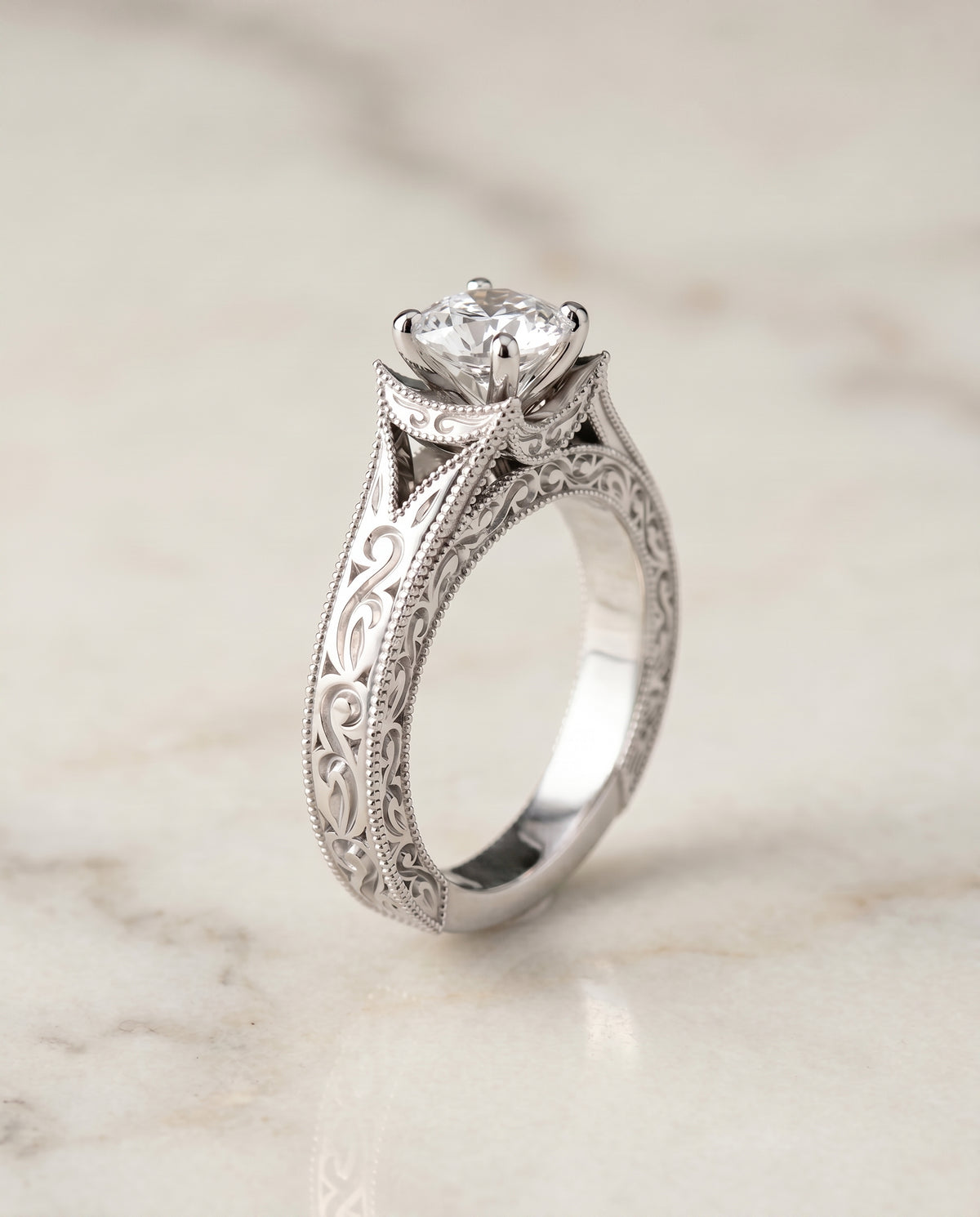 The Janis cushion engagement ring setting in 18K White Gold | RockHer