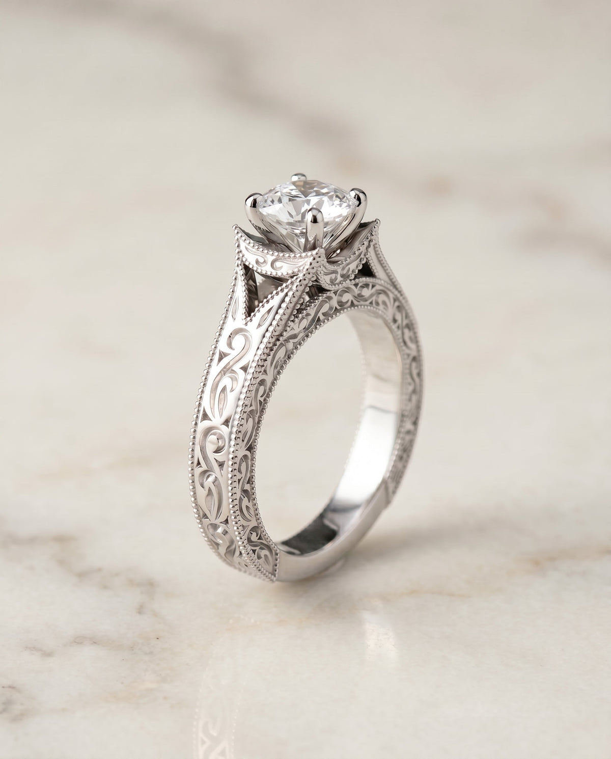 The Janis cushion engagement ring setting in Platinum | RockHer