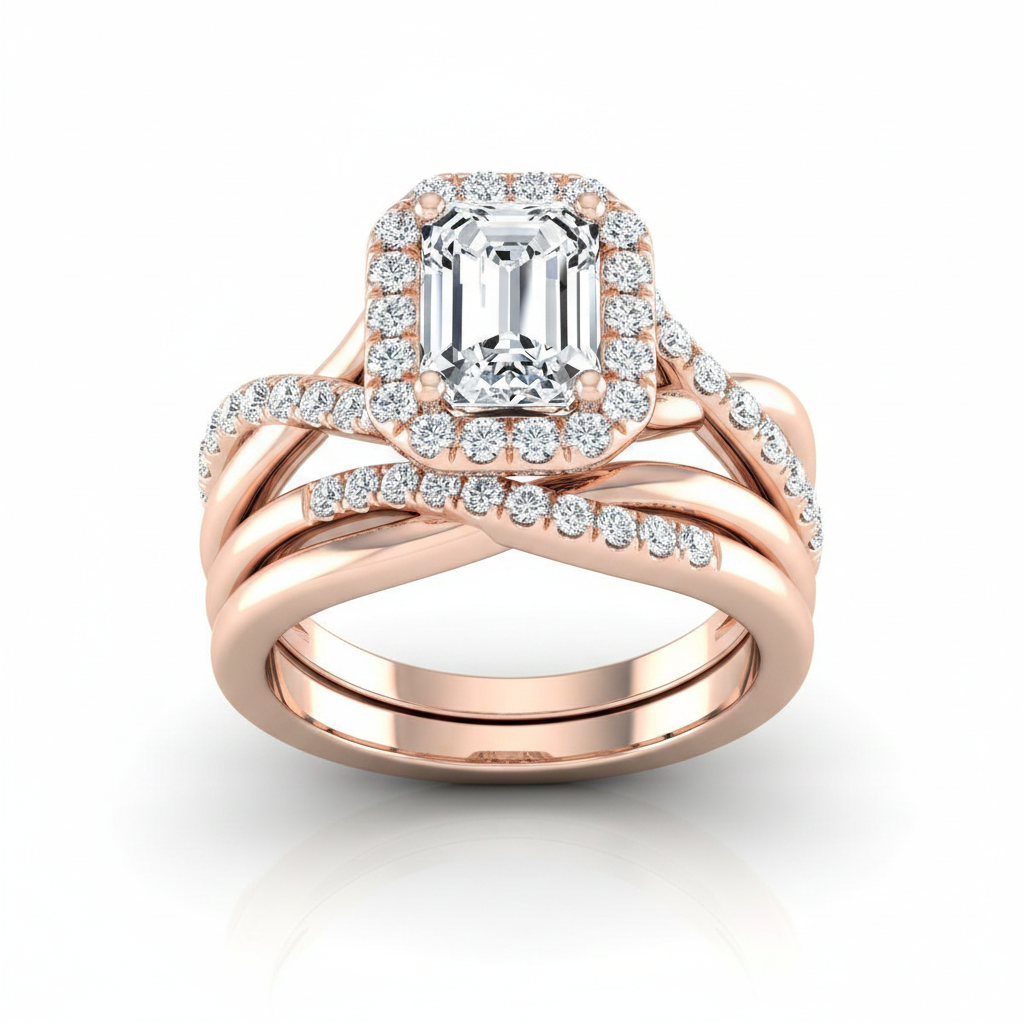 The Harmony Matching Wedding Band, Emerald in 14K Rose Gold