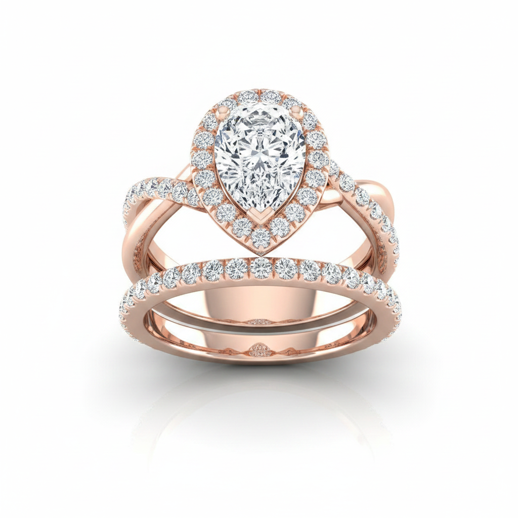 The Harmony Matching Wedding Band, Pear in 14K Rose Gold