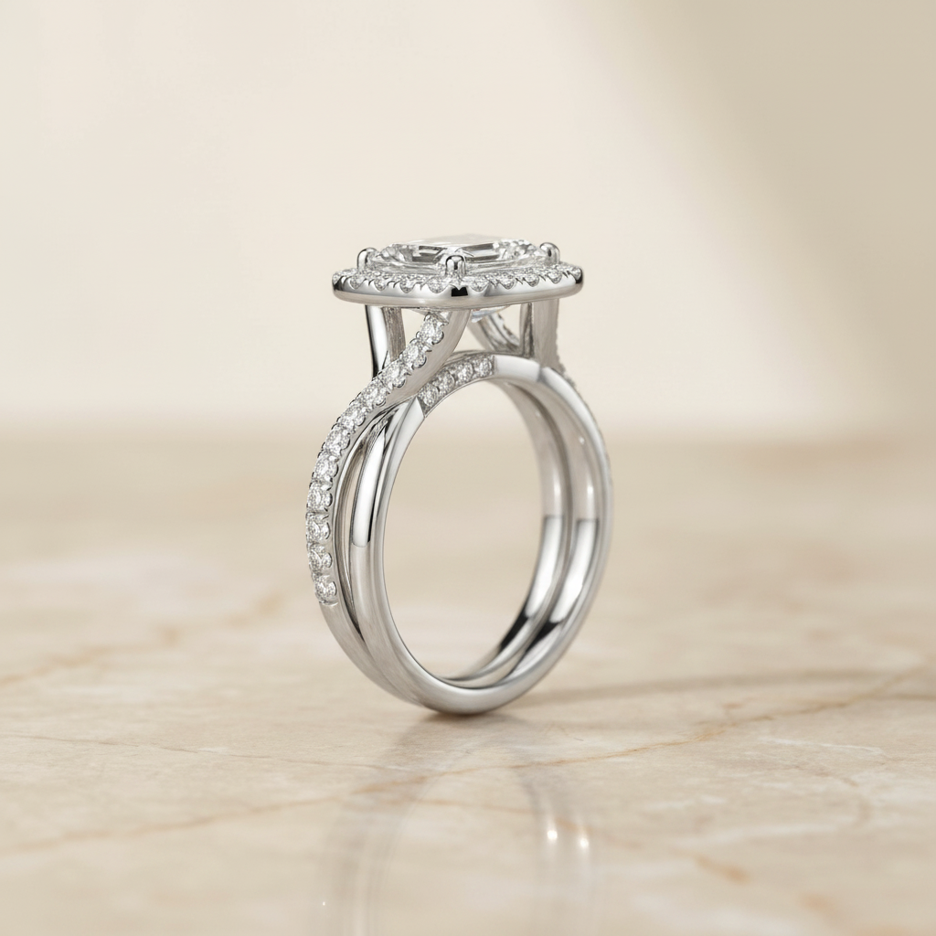 The Harmony Matching Wedding Band, Emerald in 18K White Gold