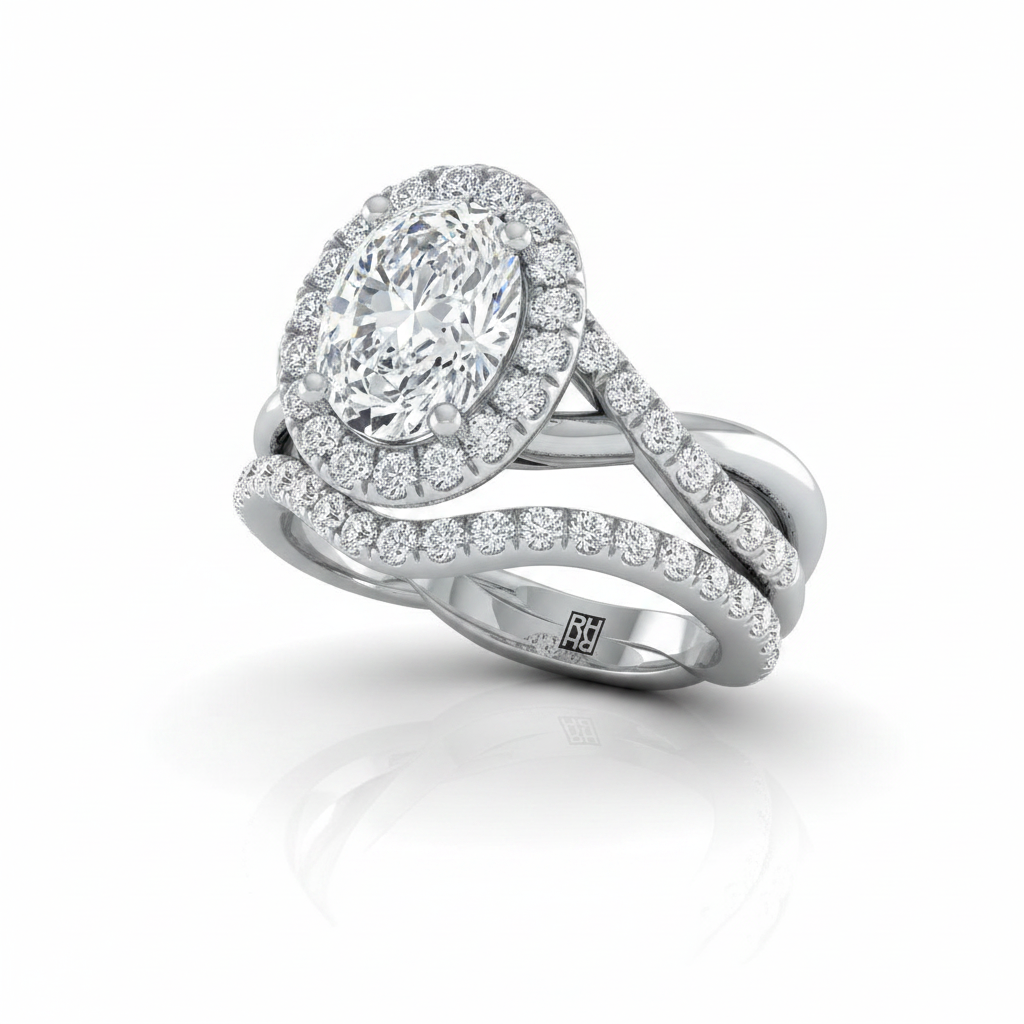 The Harmony Matching Wedding Band, Oval in 18K White Gold
