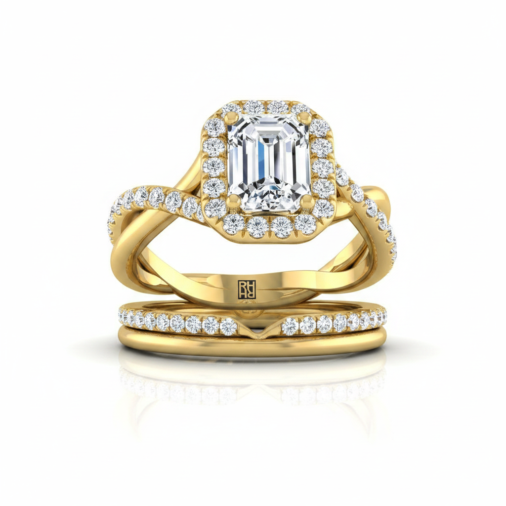 The Harmony Matching Wedding Band, Emerald in 18K Yellow Gold