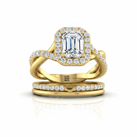 The Harmony Matching Wedding Band, Emerald in 18K Yellow Gold