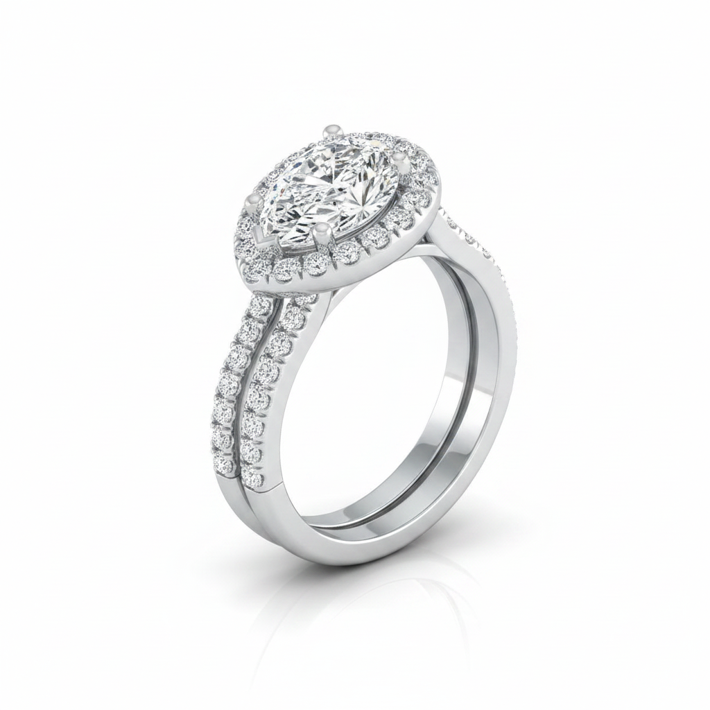 The Harmony Matching Wedding Band, Pear in Platinum