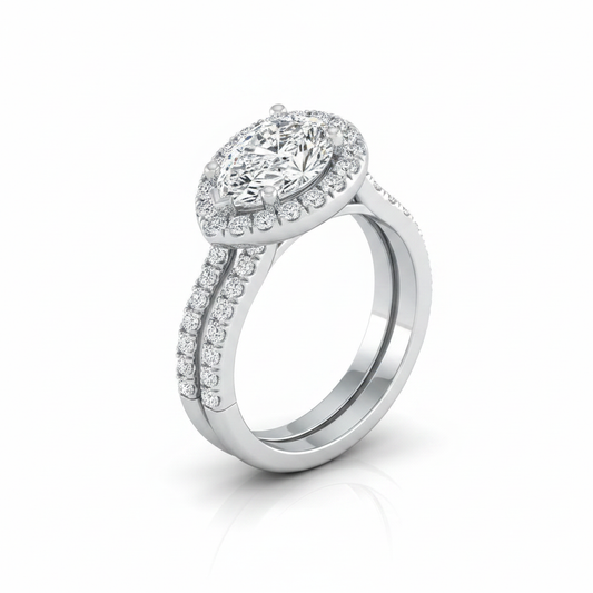 The Harmony Matching Wedding Band, Pear in Platinum