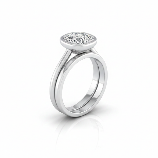 The Hayley Matching Wedding Band, Cushion in 18K White Gold