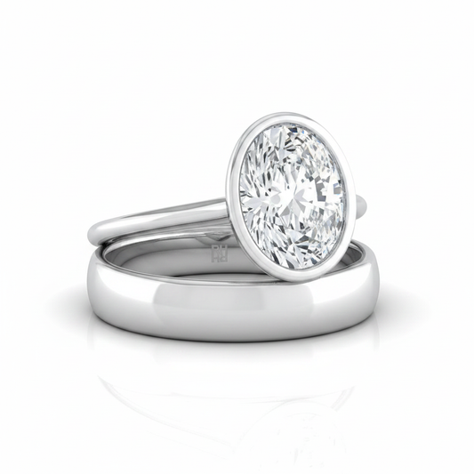 The Hayley Matching Wedding Band, Oval in 18K White Gold