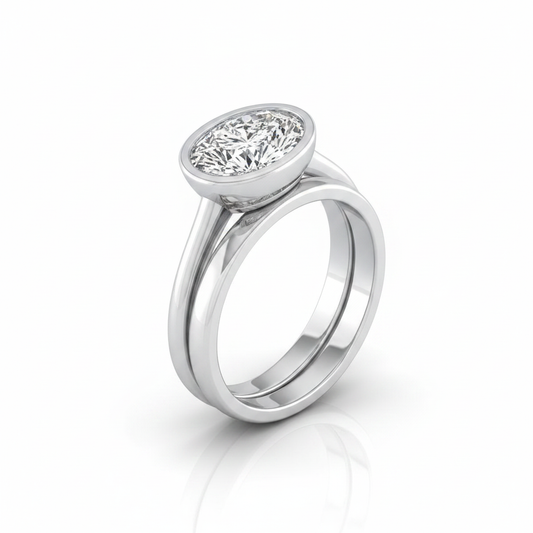 The Hayley Matching Wedding Band, Pear in 18K White Gold