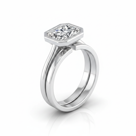 The Hayley Matching Wedding Band, Radiant in 18K White Gold