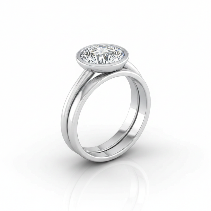 The Hayley Matching Wedding Band, Round in 18K White Gold | RockHer