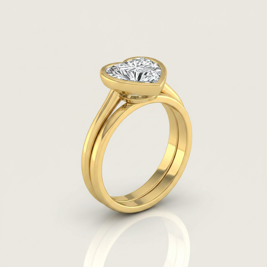 The Hayley Matching Wedding Band, Heart in 18K Yellow Gold