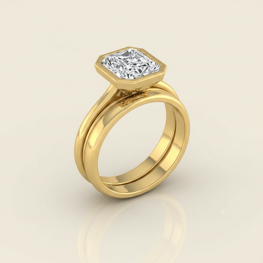 The Hayley Matching Wedding Band, Radiant in 18K Yellow Gold