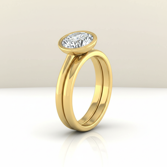 The Hayley Matching Wedding Band, Round in 18K Yellow Gold