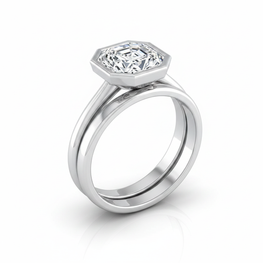 The Hayley Matching Wedding Band, Asscher in Platinum