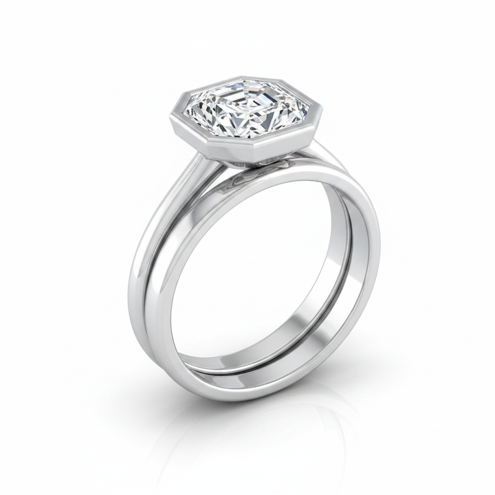 The Hayley Matching Wedding Band, Asscher in Platinum | RockHer