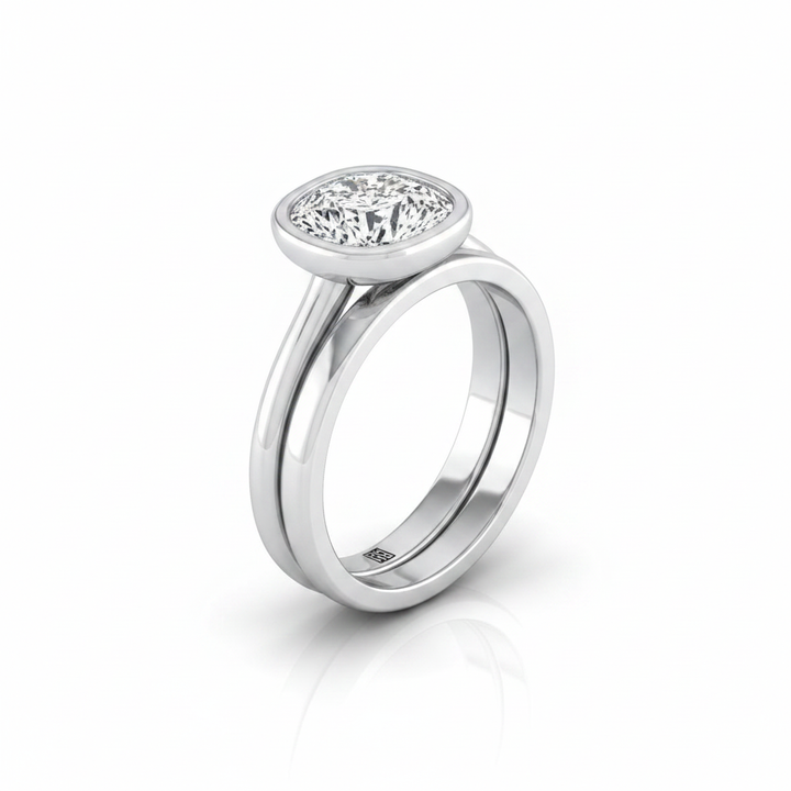 The Hayley Matching Wedding Band, Cushion in Platinum | RockHer