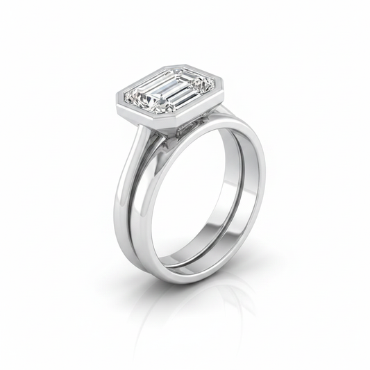 The Hayley Matching Wedding Band, Emerald in Platinum