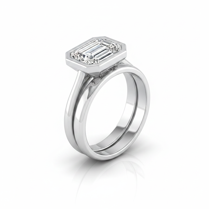 The Hayley Matching Wedding Band, Emerald in Platinum | RockHer