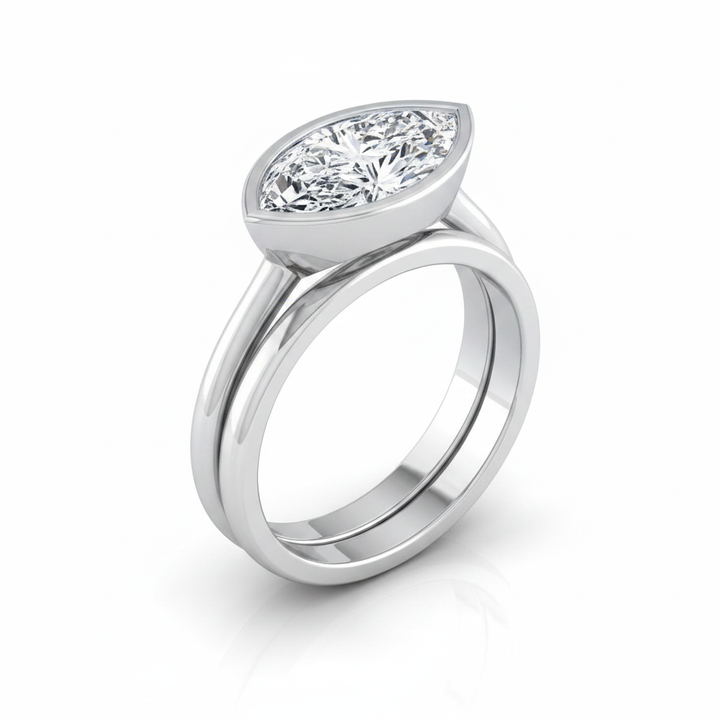 The Hayley Matching Wedding Band, Marquise in Platinum | RockHer