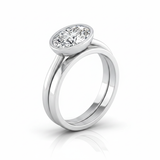 The Hayley Matching Wedding Band, Oval in Platinum