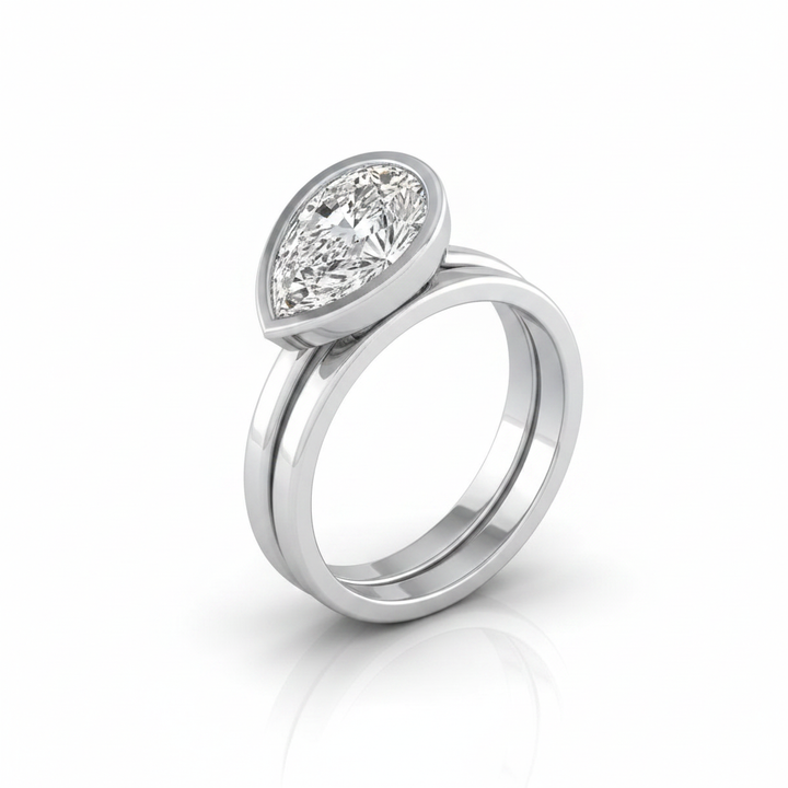 The Hayley Matching Wedding Band, Pear in Platinum | RockHer