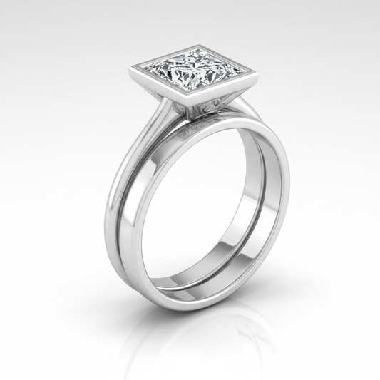 The Hayley Matching Wedding Band, Princess in Platinum