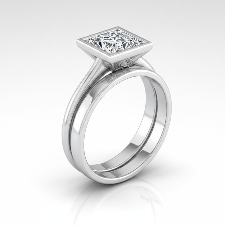 The Hayley Matching Wedding Band, Princess in Platinum | RockHer