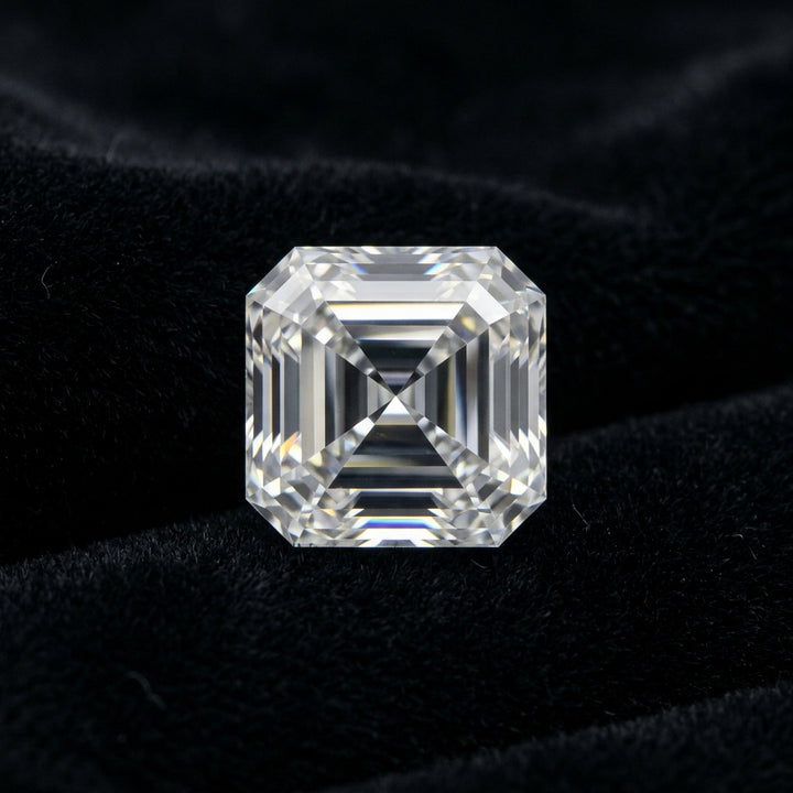 1 Carat Asscher Lab Grown Diamond — black velvet studio view