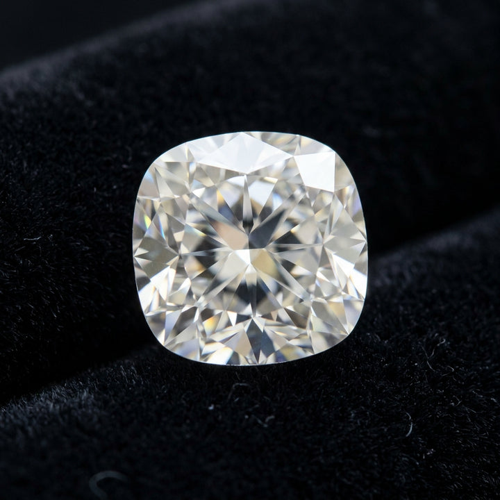 1-3/4 Carat Cushion Lab Grown Diamond — black velvet studio view