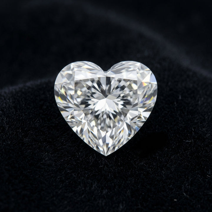 2 Carat Heart Lab Grown Diamond — black velvet studio view