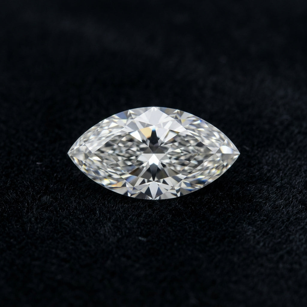 2 Carat Marquise Lab Grown Diamond, black velvet studio view